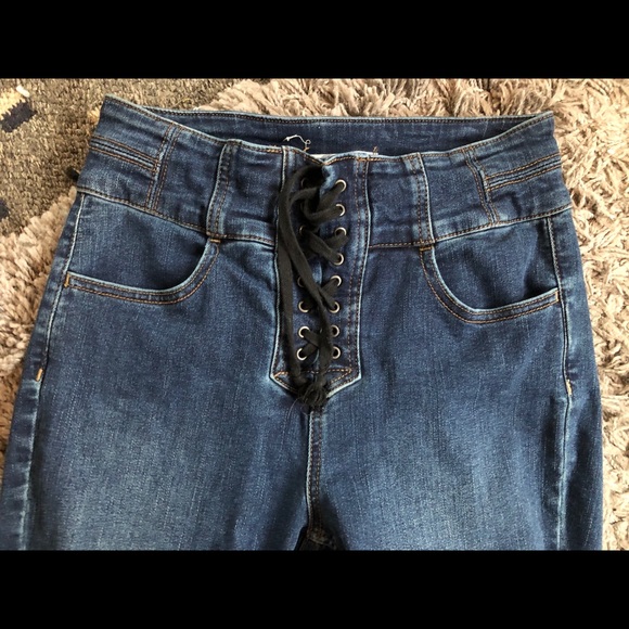 Free people high-rise lace up jeans - Picture 2 of 3
